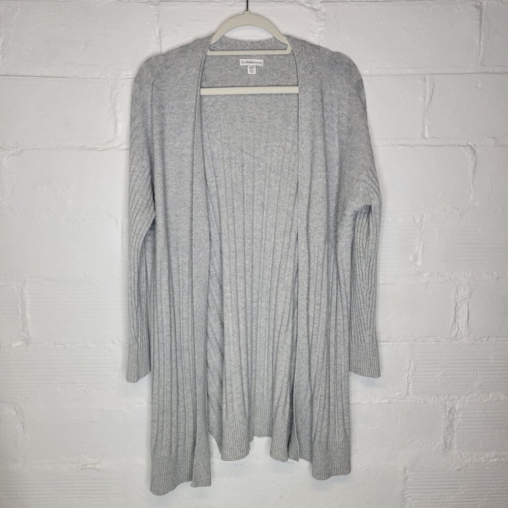 Croft & Barrow Women's XXL Cardigan Sweater Open Front Gray